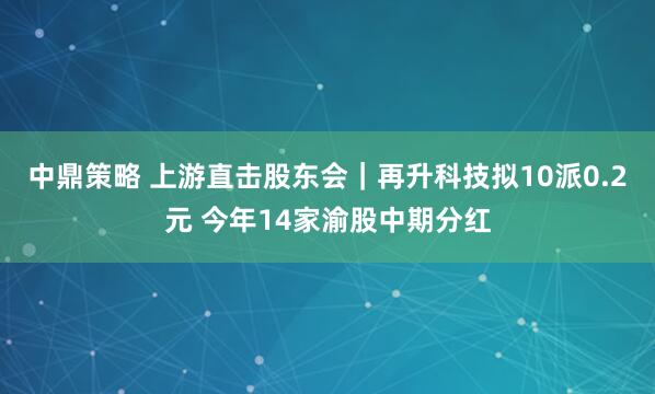 中鼎策略 上游直击股东会|再升科技拟10派0.2元 今年14家渝股中期分红